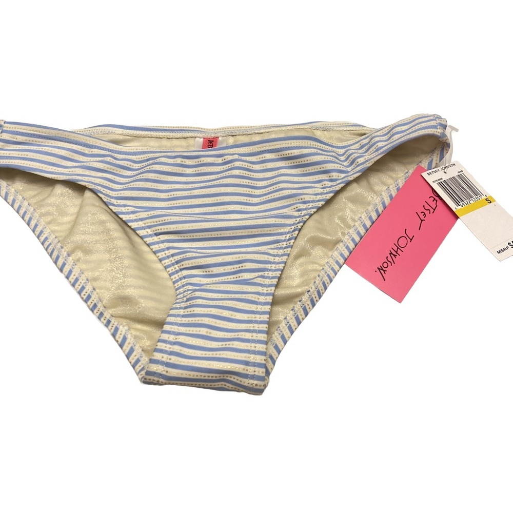 Betsey Johnson Preppy Hipster Swimwear Bottoms Size Small Horizontal Stripes